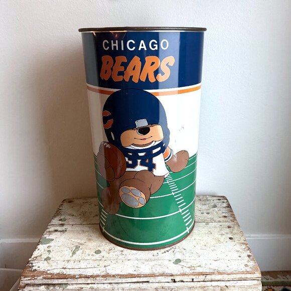 Rare Vintage 1980s Chicago Bears NFL Trash Can Football Collectible - Picture 1 of 11